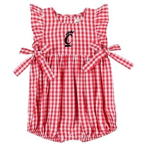 University of Cincinnati Red Gingham Bubble Constance Romper